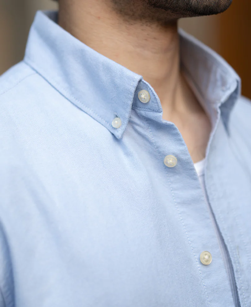Blue Oxford Button Down Shirt 100% Cotton - Image 4