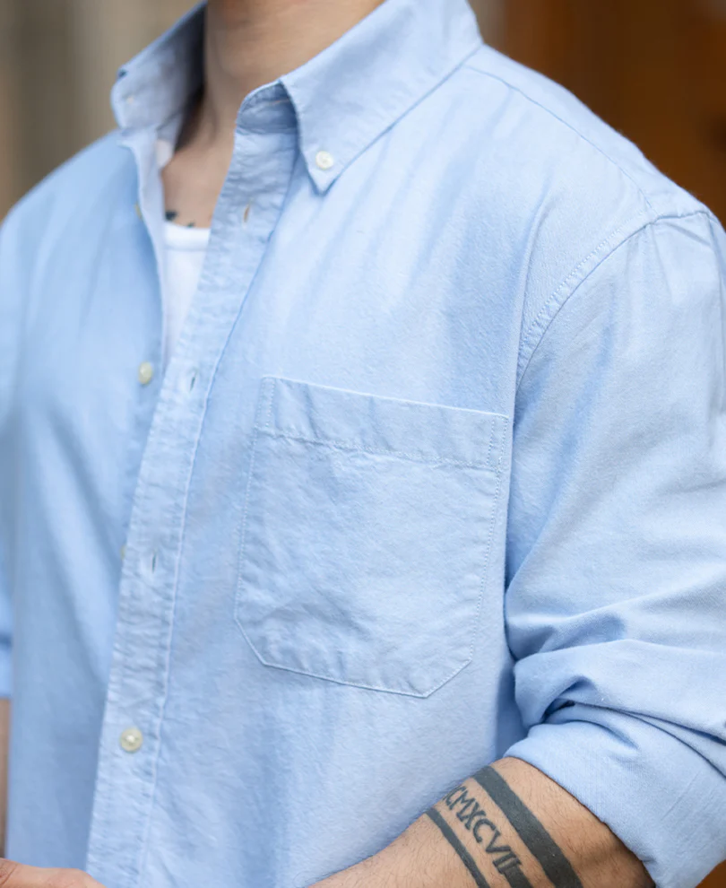 Blue Oxford Button Down Shirt 100% Cotton - Image 5