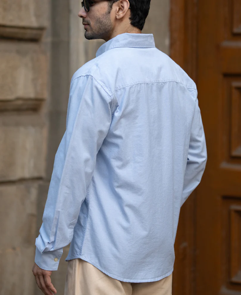 Blue Oxford Button Down Shirt 100% Cotton - Image 6