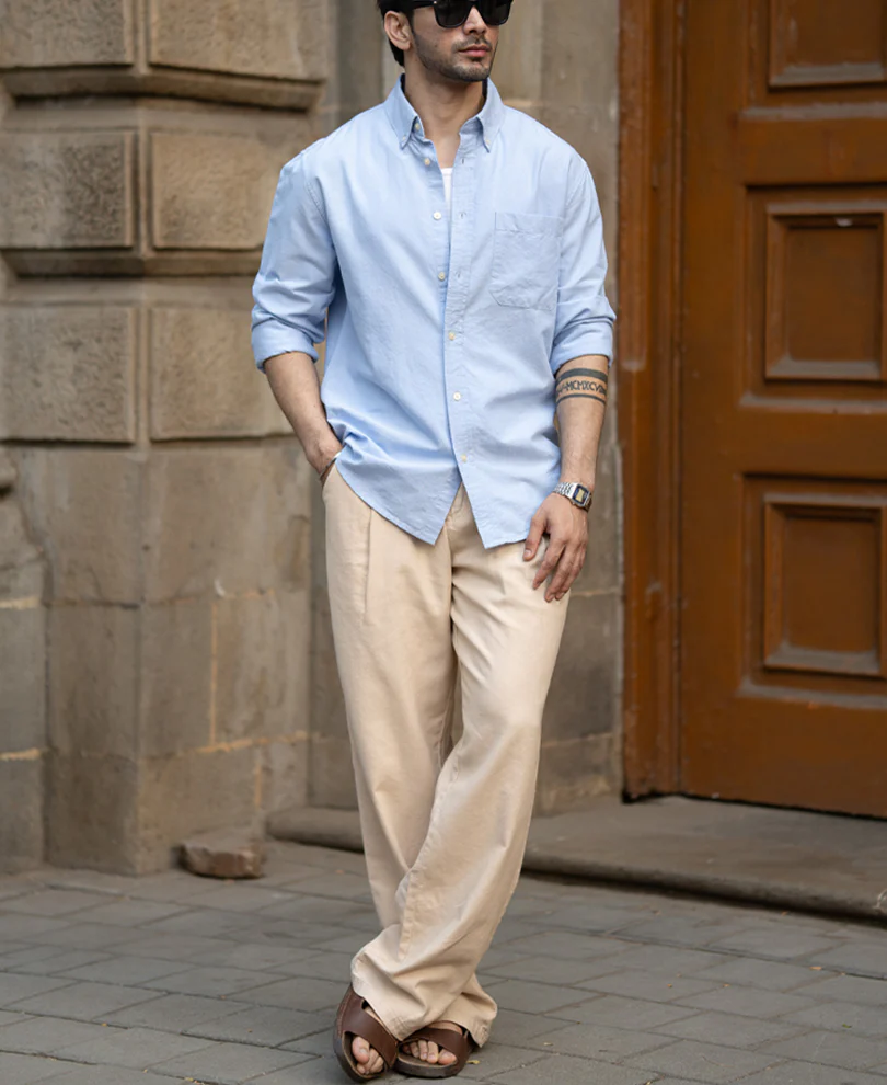 Blue Oxford Button Down Shirt 100% Cotton - Image 7