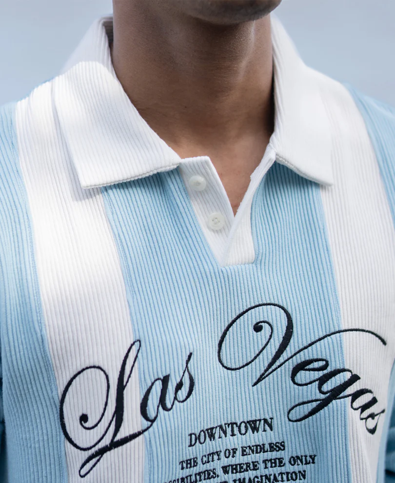 Blue Paneled Embroidery T-Shirt - Image 4