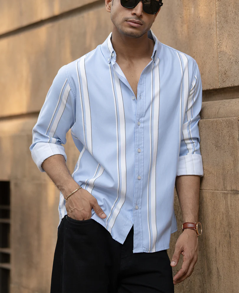 Light Blue Broad Stripe Shirt - Image 2