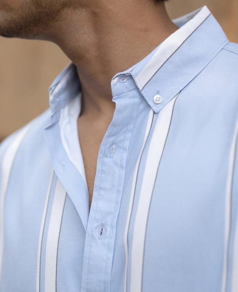 Light Blue Broad Stripe Shirt - Image 3