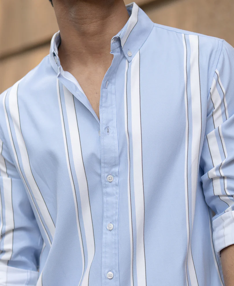 Light Blue Broad Stripe Shirt - Image 4