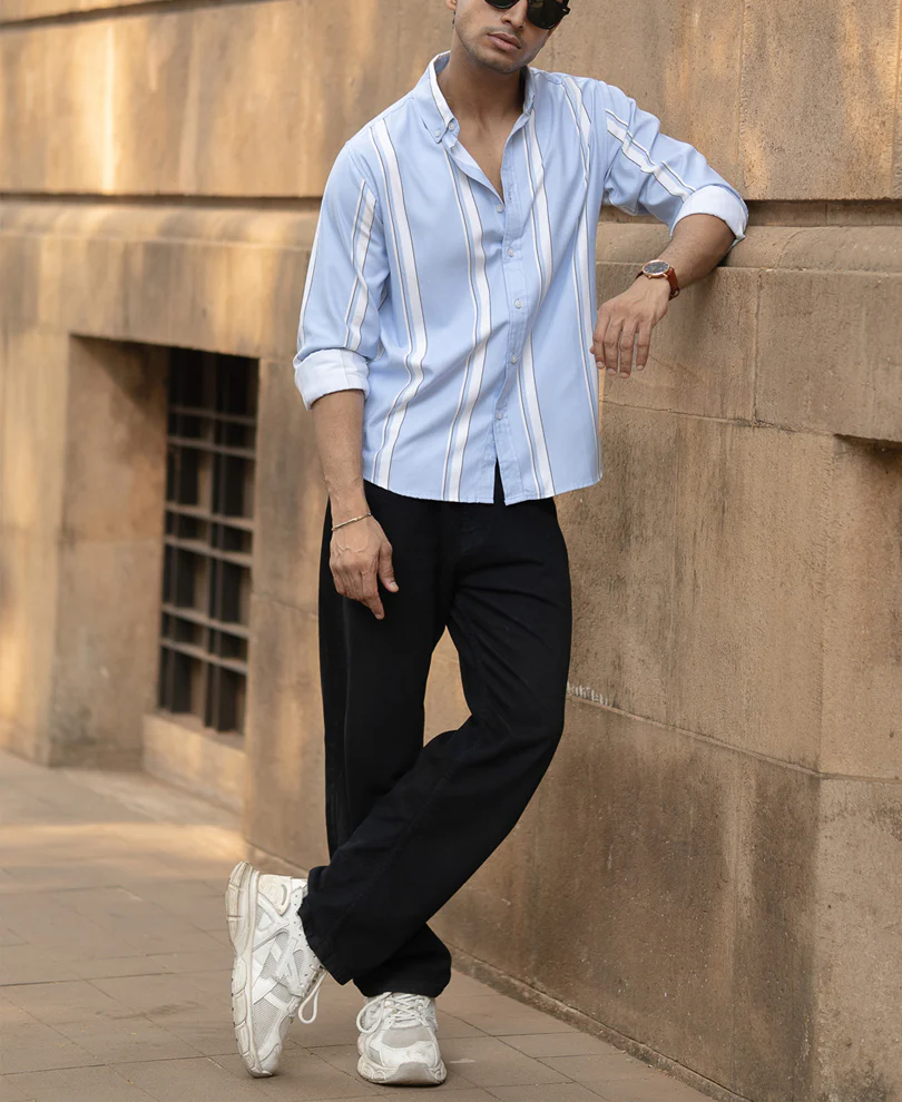 Light Blue Broad Stripe Shirt - Image 6