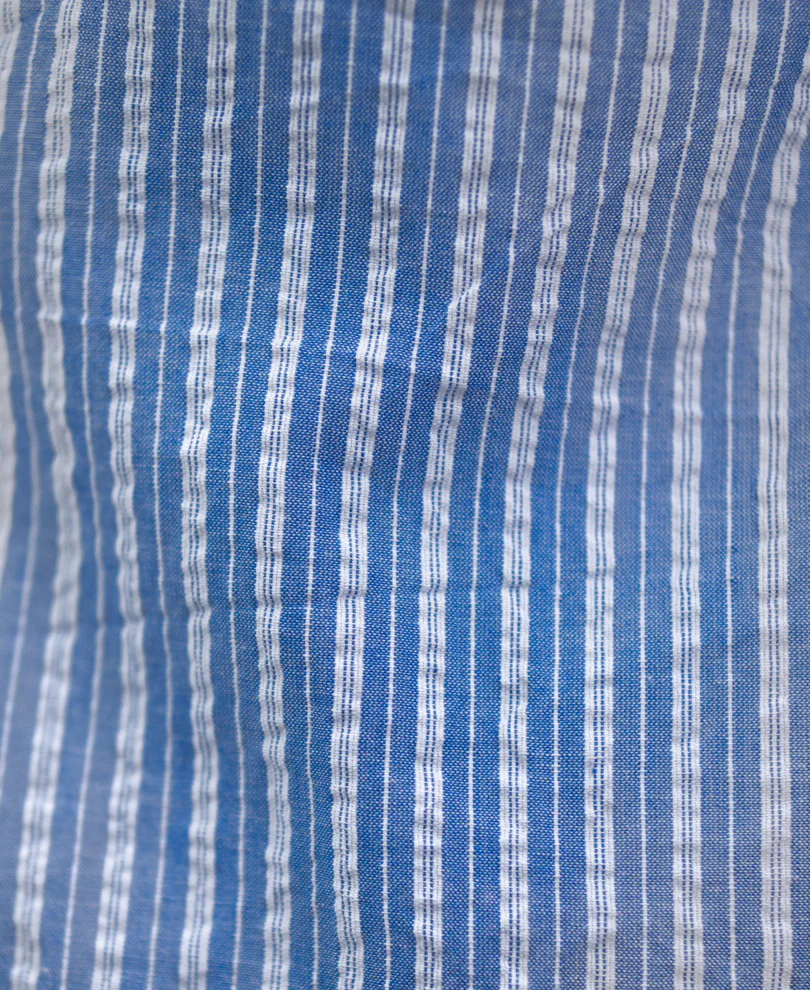 Blue Seersucker Striped Shirt 100% Cotton - Image 4