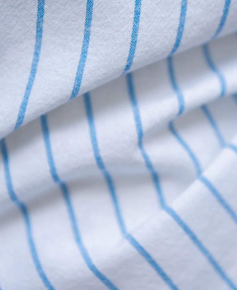 Blue Stripe Linen Blend Shirt - Image 3