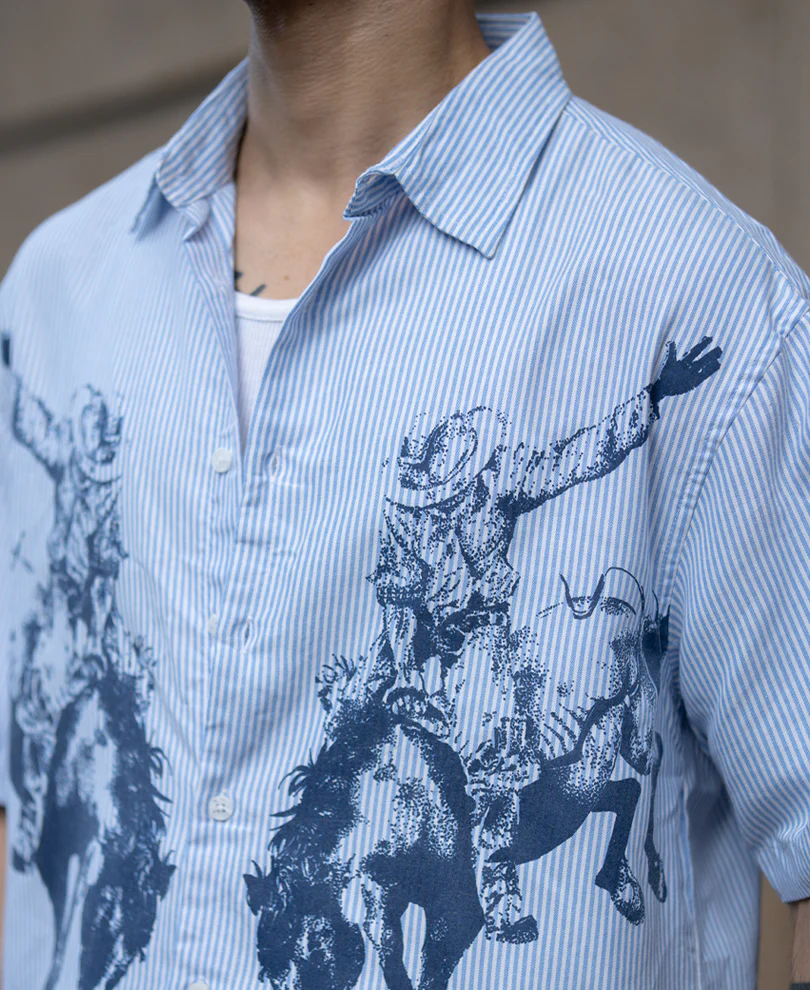 Blue Striped Print Shirt - Image 4