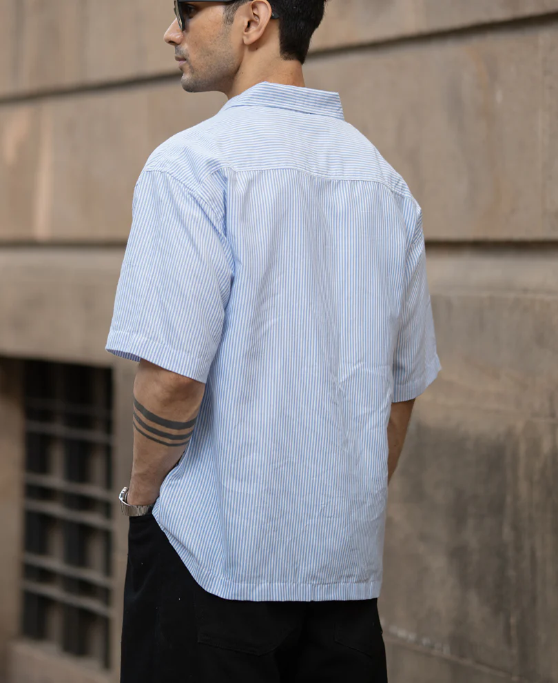 Blue Striped Print Shirt - Image 6