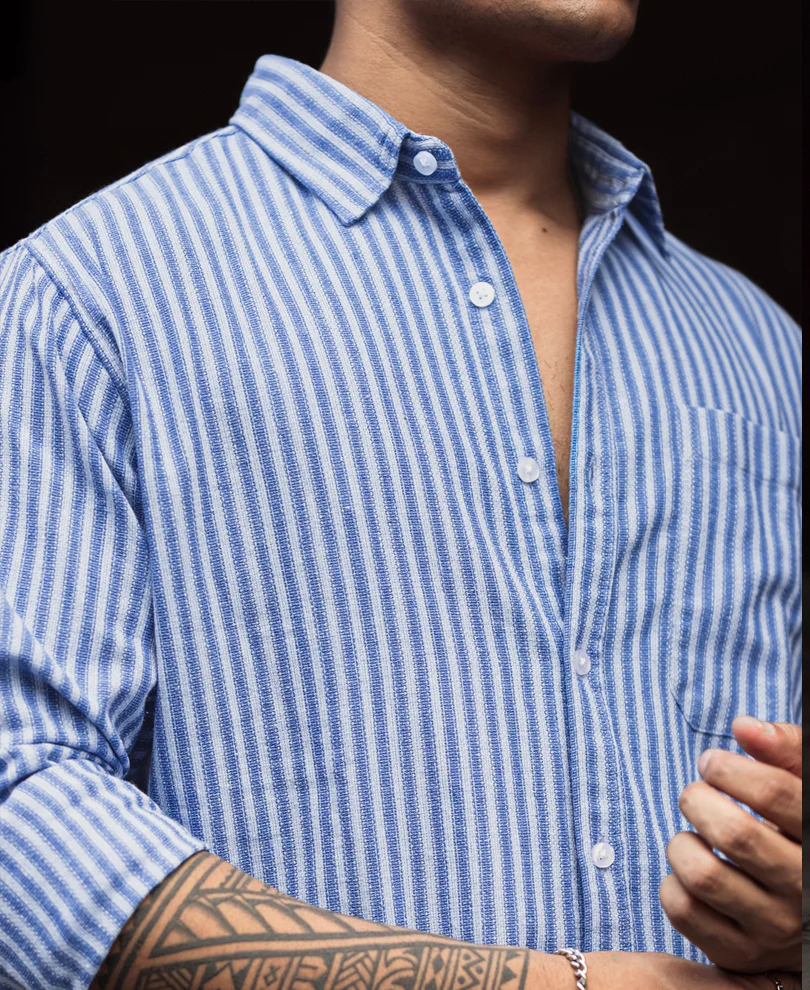 Blue Stripes Full Sleeves Shirt - Image 3