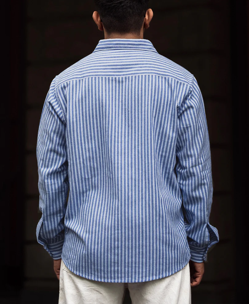 Blue Stripes Full Sleeves Shirt - Image 4