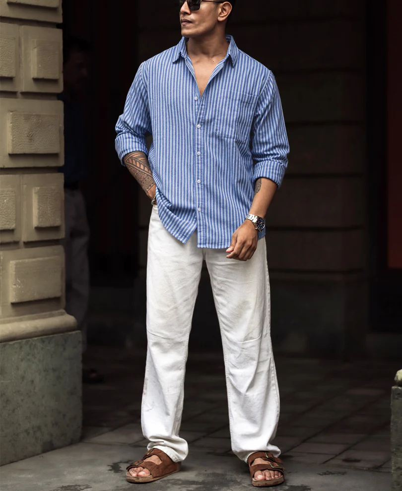 Blue Stripes Full Sleeves Shirt - Image 5