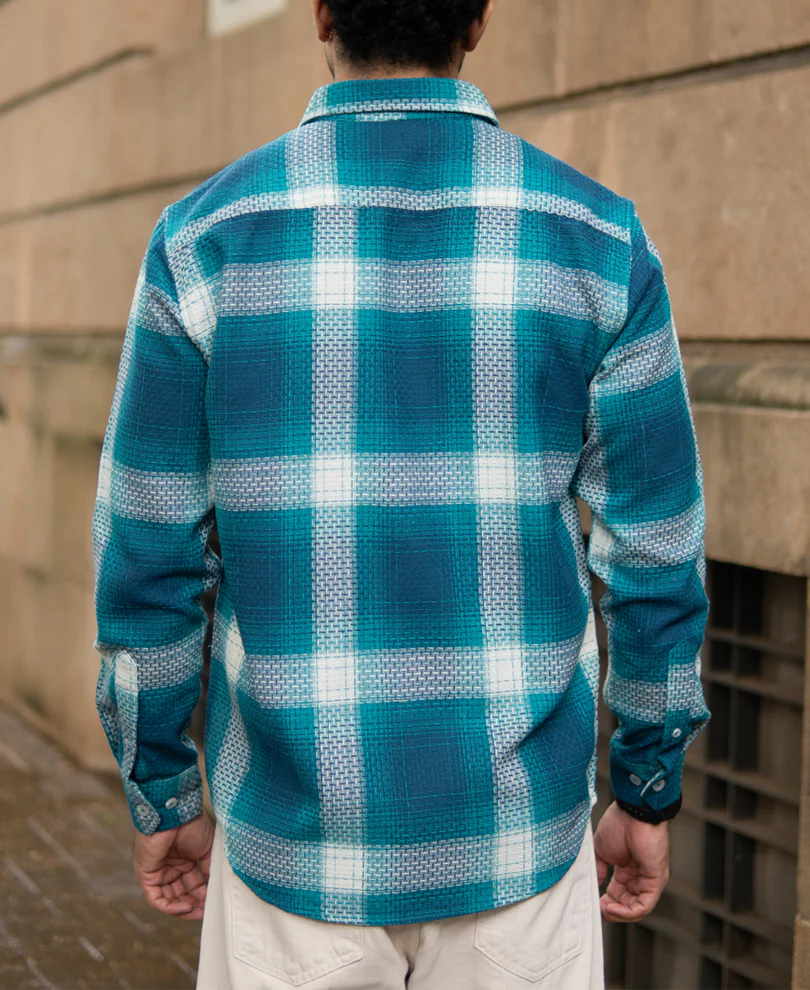 Blue Structured Checked Shirt - Image 6