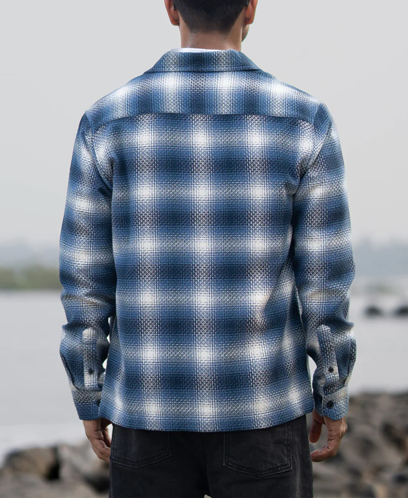 Blue Structured Checks Overshirt - Image 5