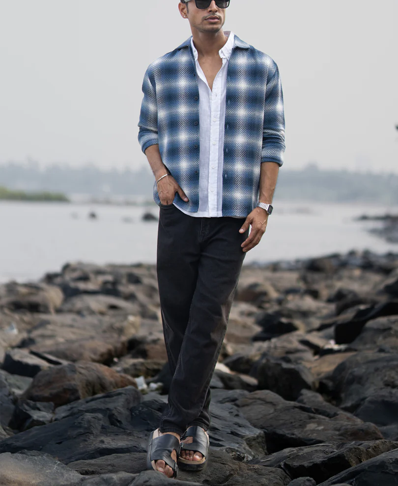 Blue Structured Checks Overshirt - Image 6
