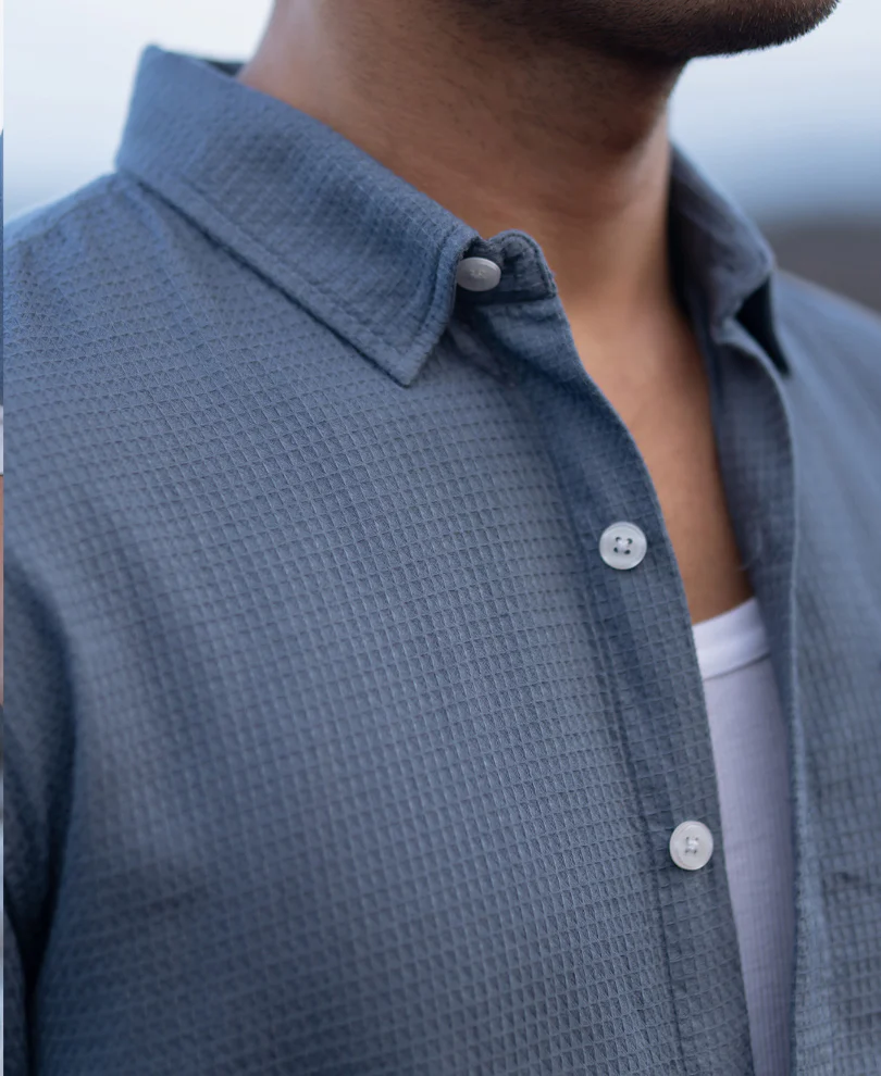 Blue Structured Ombre Shirt 100% Cotton - Image 4