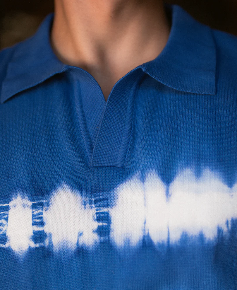 Blue Tie Dye Knit T-Shirt 100% Cotton - Image 3