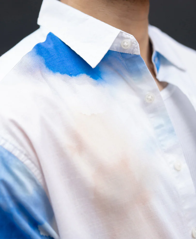 Blue Tie Dye Print shirt 100% Cotton - Image 4