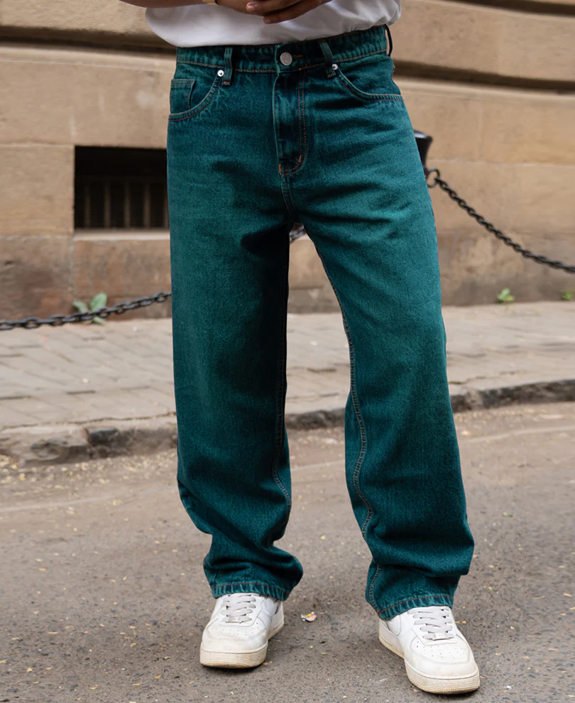Blue Tinted Baggy Fit Jeans 100% Cotton - Image 2