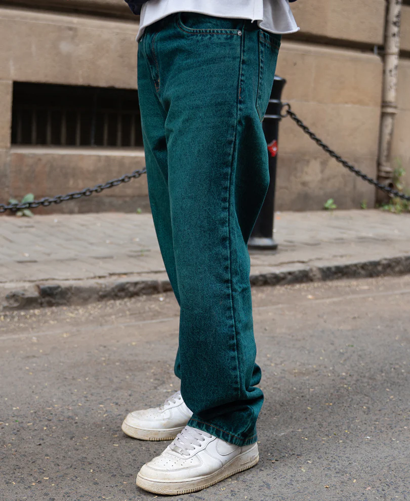 Blue Tinted Baggy Fit Jeans 100% Cotton - Image 3