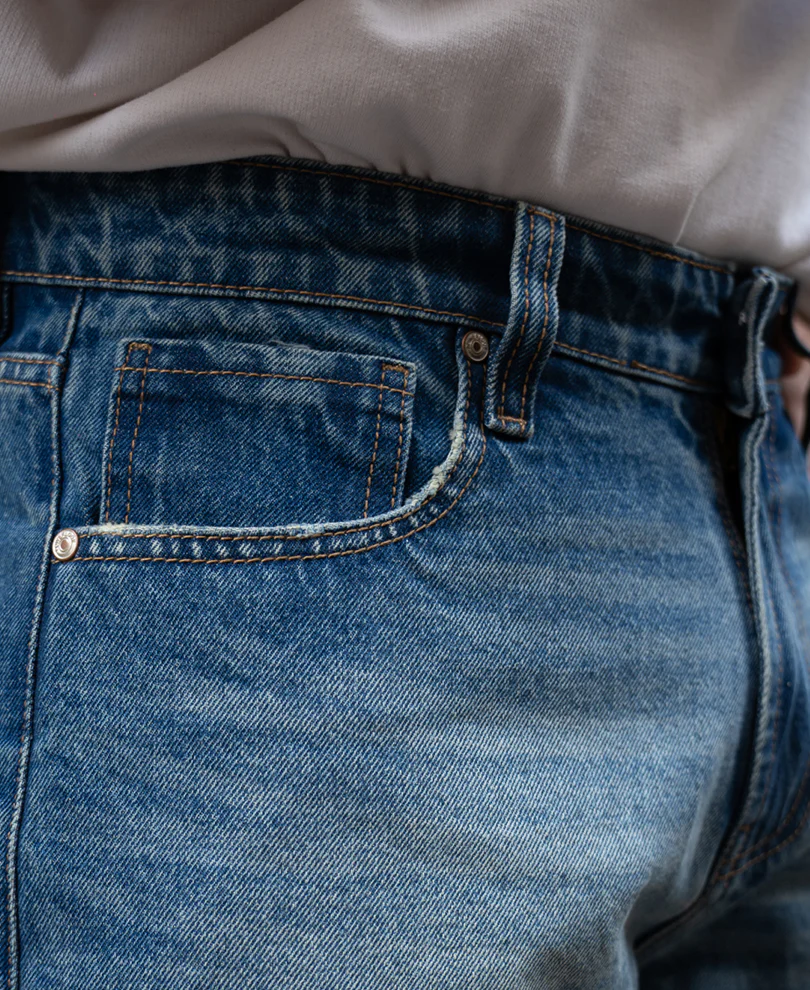 Blue Washed Baggy Jeans 100% Cotton - Image 4