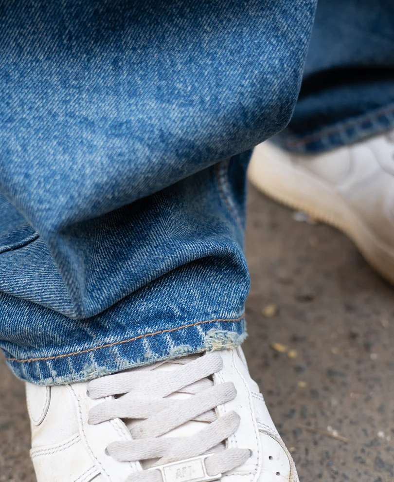Blue Washed Baggy Jeans 100% Cotton - Image 6