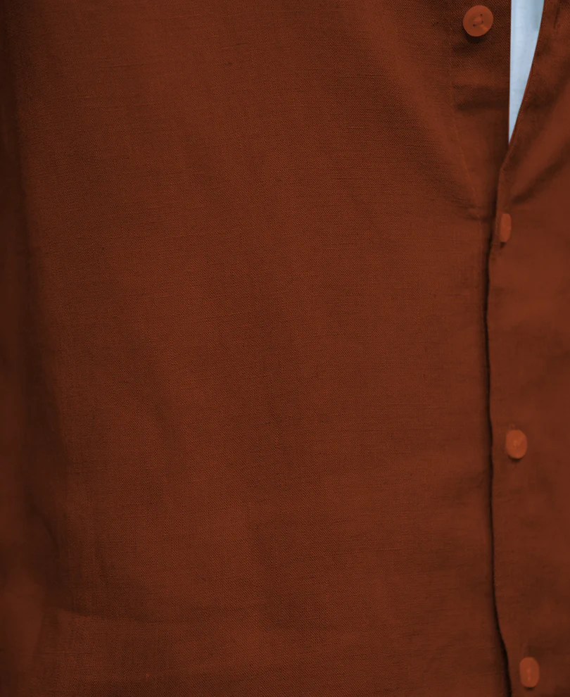 Bombay Brown Linen Blend Shirt - Image 3