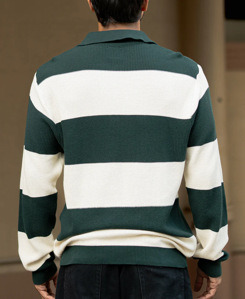 Bottle Green And Butter Regular Fit Full Sleeves T-Shirt 100% Cotton - Image 3