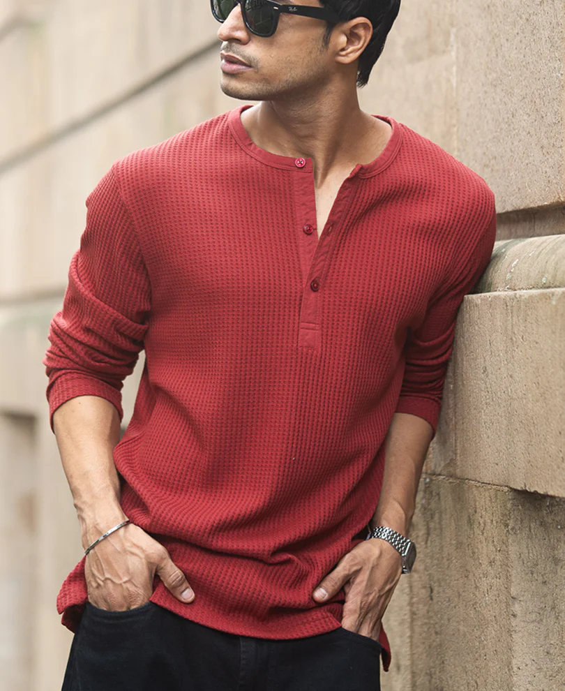 Brick Knit Henley T-Shirt - Image 2