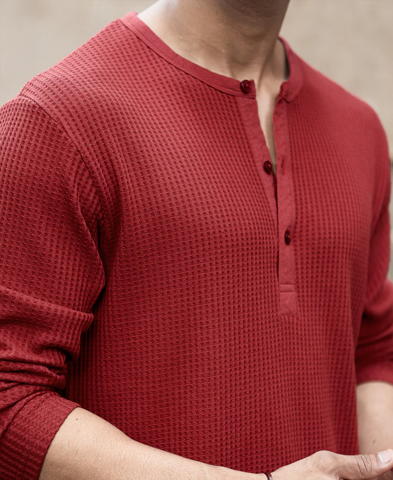 Brick Knit Henley T-Shirt - Image 3
