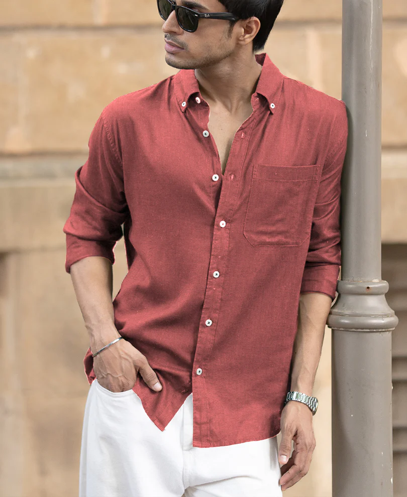 Brick Linen Blend Shirt - Image 2