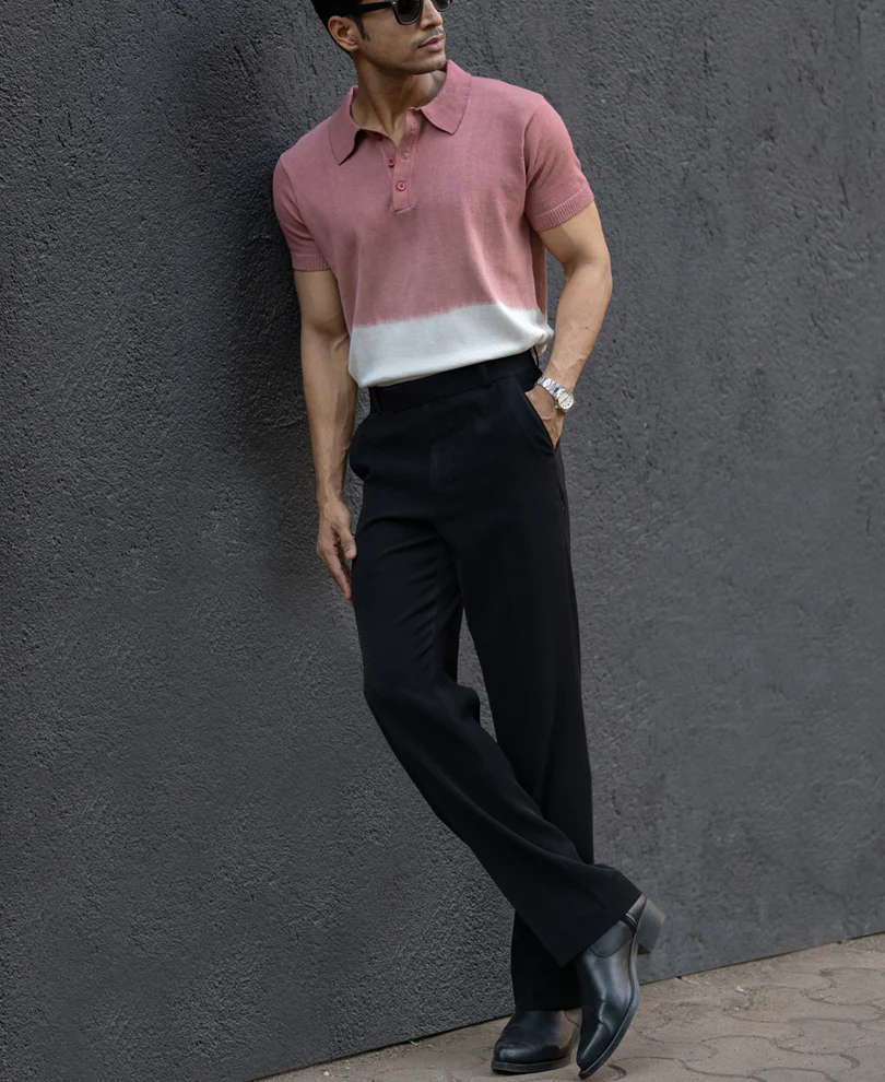Brick Ombre Knit Polo T-Shirt 100% Cotton - Image 7