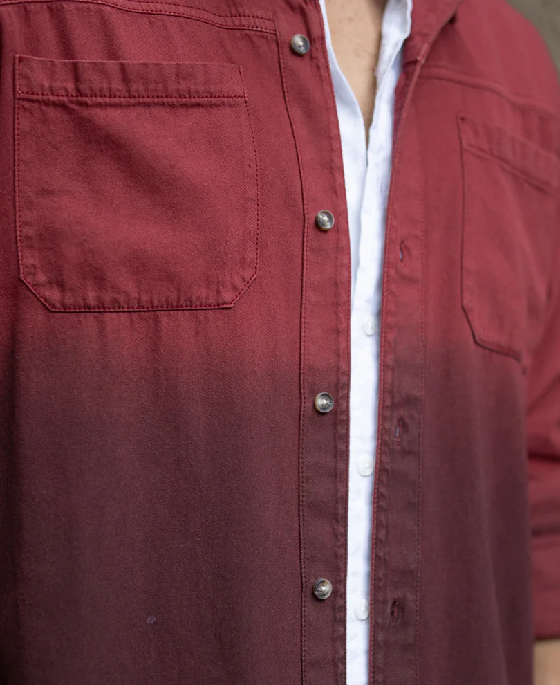 Brick Red Ombre Shirt With Pockets 100% Cotton - Image 4