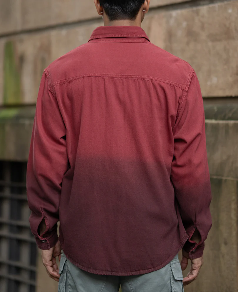 Brick Red Ombre Shirt With Pockets 100% Cotton - Image 5