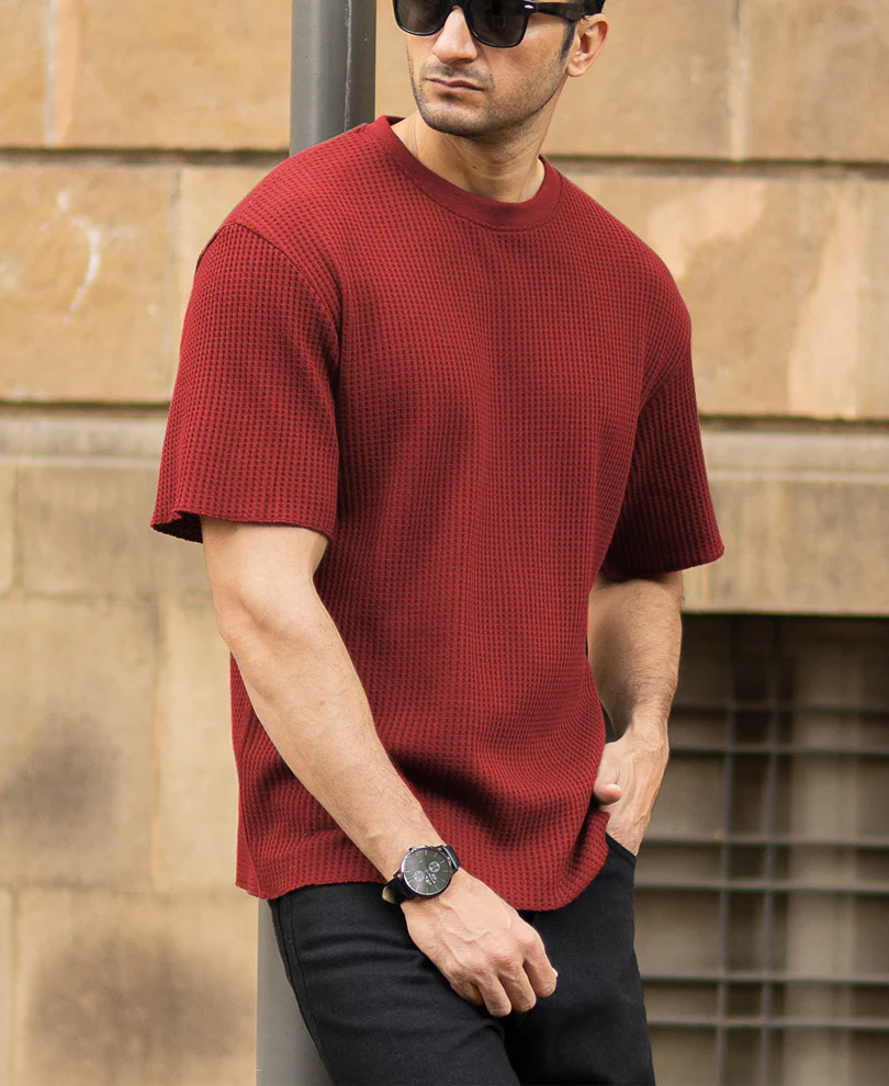 Brick Red Structured T-Shirt - Image 2