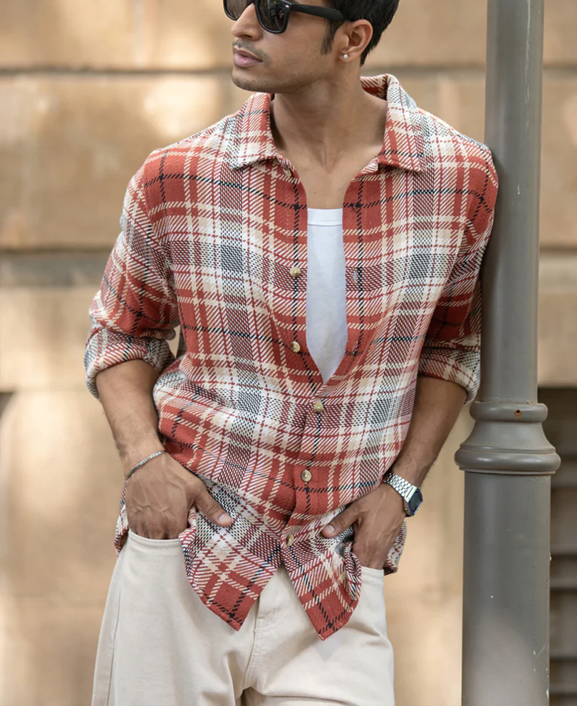 Brick Structured Checks Shirt - Image 2