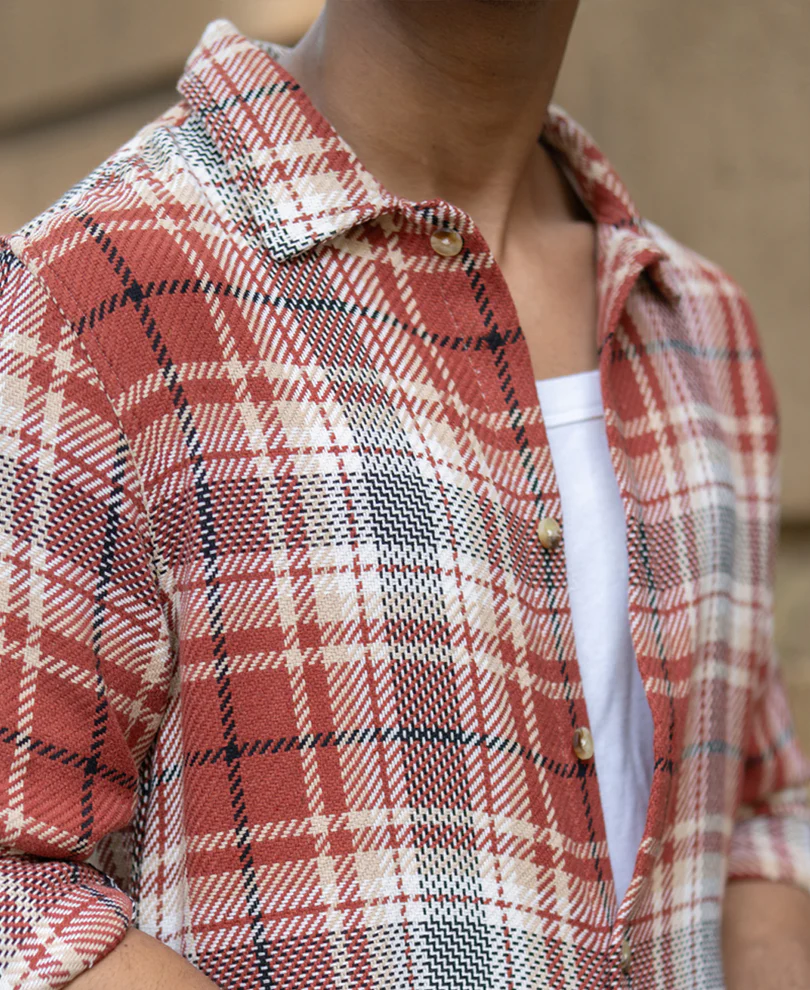 Brick Structured Checks Shirt - Image 3