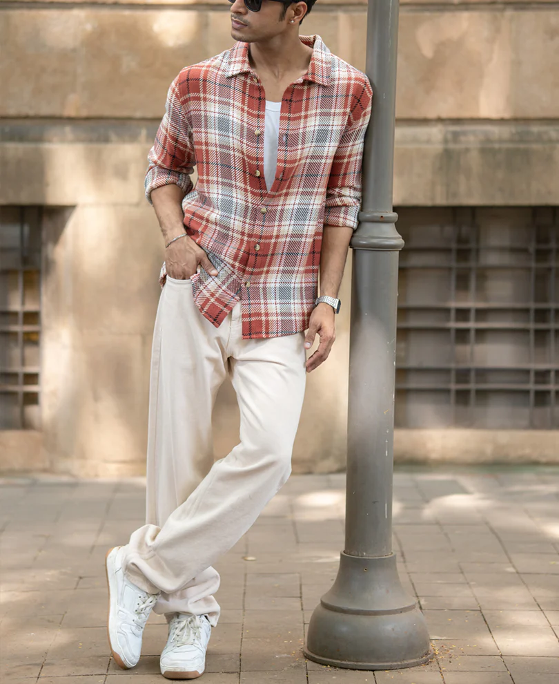 Brick Structured Checks Shirt - Image 6