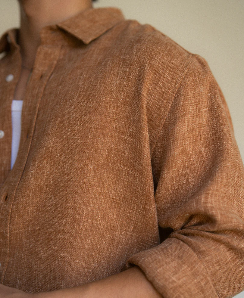 Brick Structured Linen Blend Shirt - Image 4