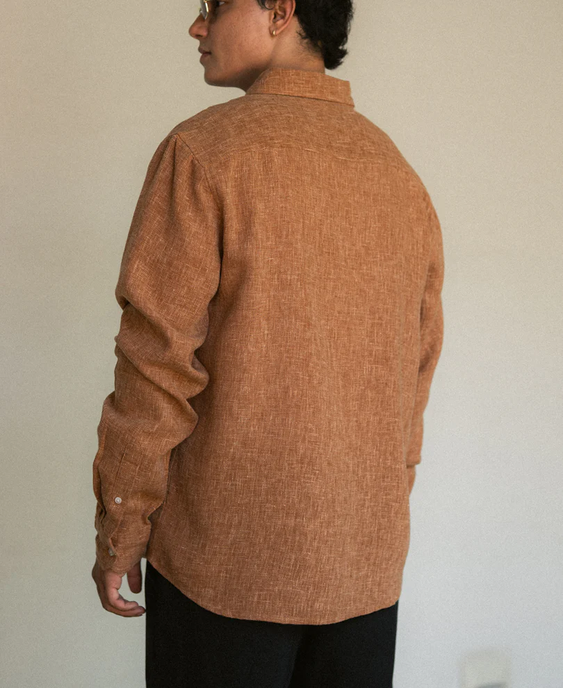 Brick Structured Linen Blend Shirt - Image 5