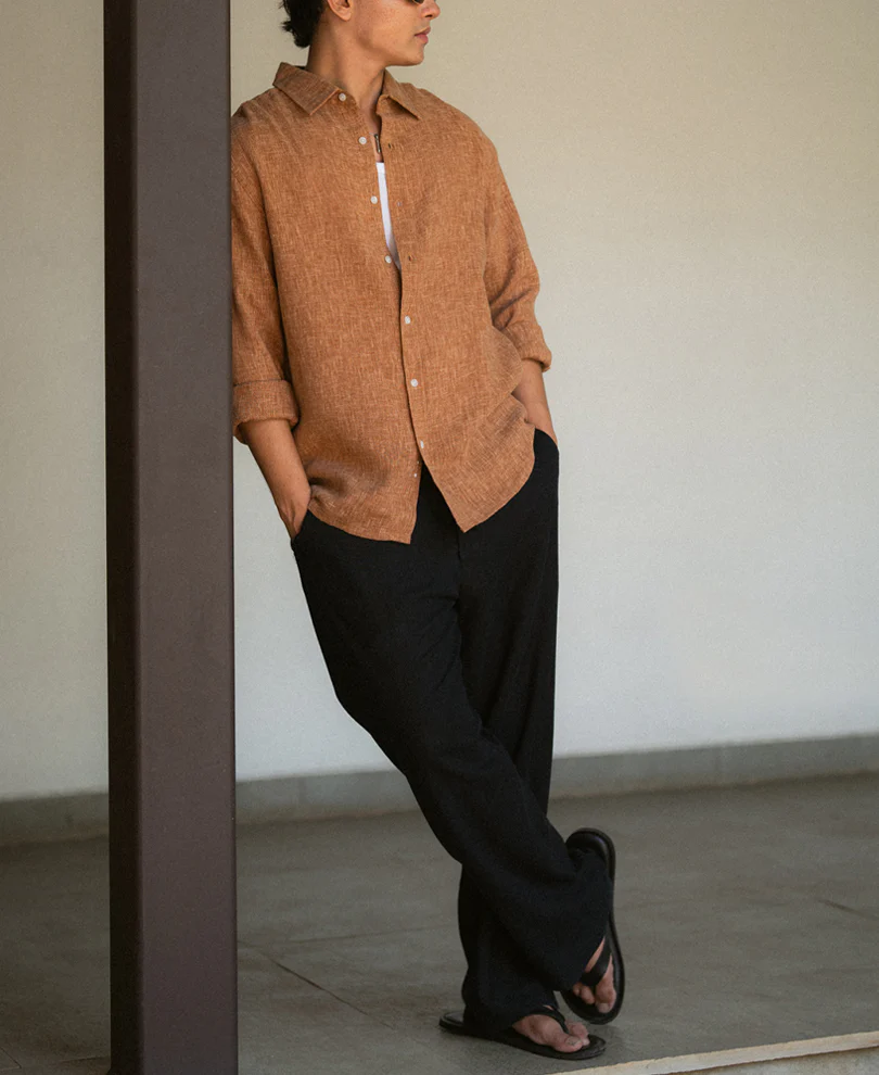 Brick Structured Linen Blend Shirt - Image 6