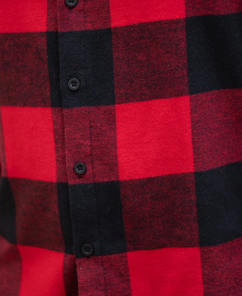 Bright Red Flannel Checks Shirt 100% Cotton - Image 4