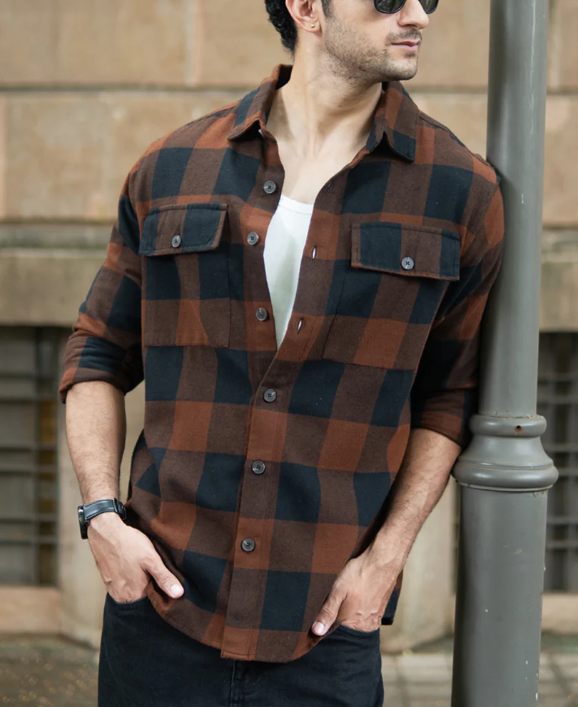 Brown And Black Checks Shirt - Image 2