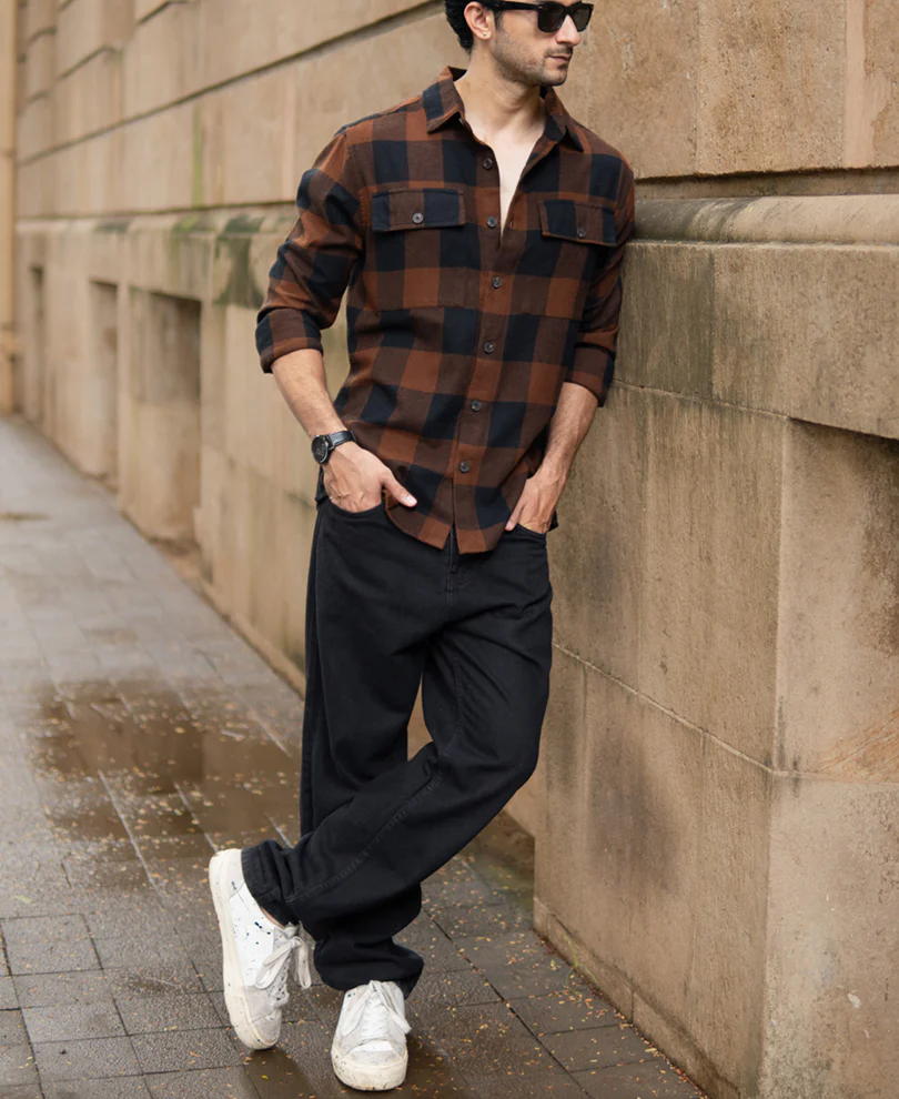Brown And Black Checks Shirt - Image 6