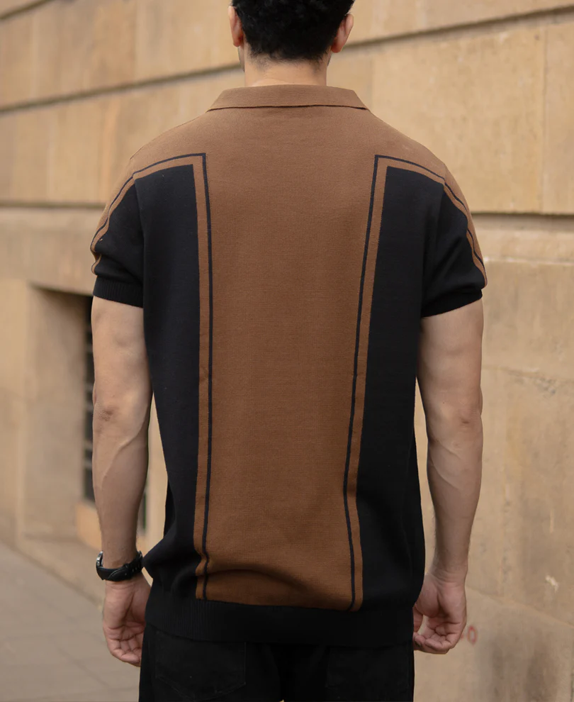 Brown And Black Panelled T-Shirt 100% Cotton - Image 5