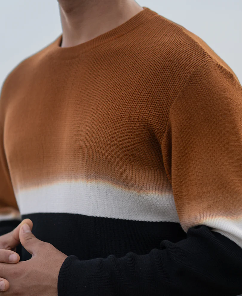 Brown And Black Stripe Knit T-Shirt 100% Cotton - Image 3