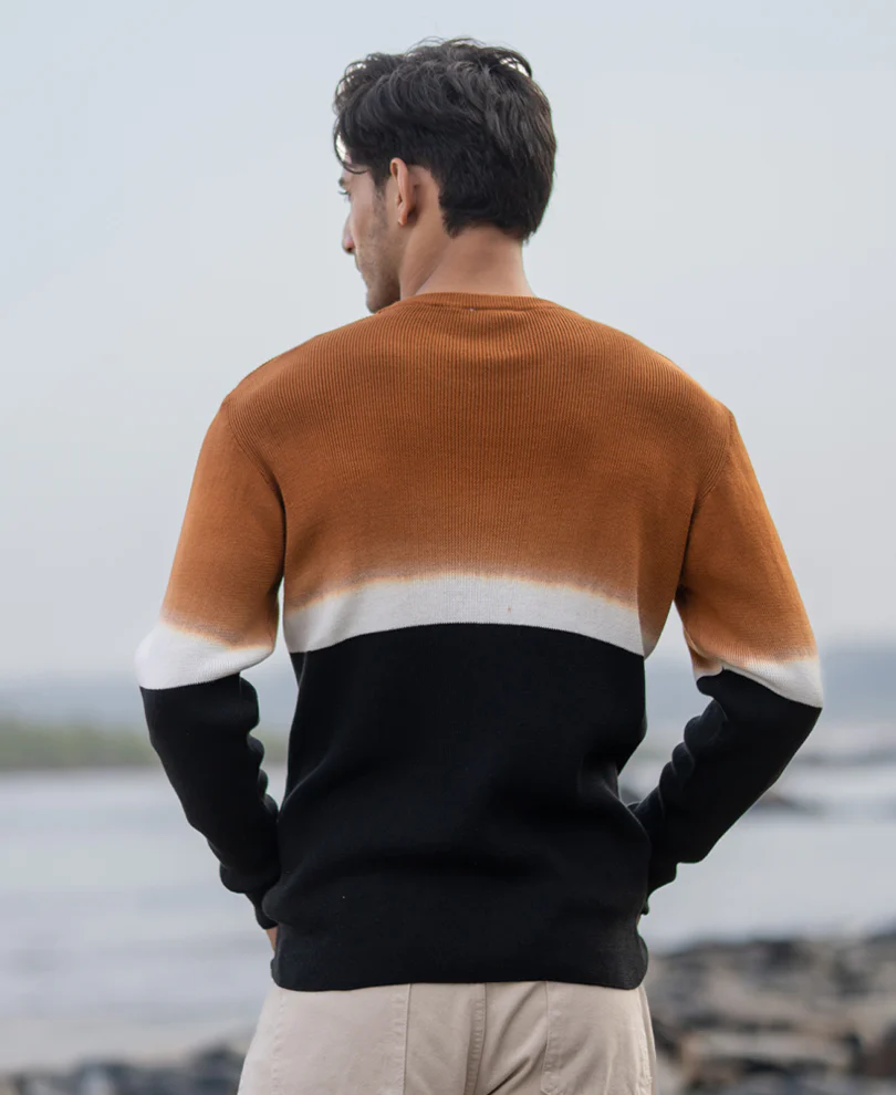 Brown And Black Stripe Knit T-Shirt 100% Cotton - Image 5