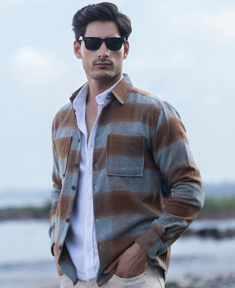 Brown Brushed Checks Shirt - Image 3