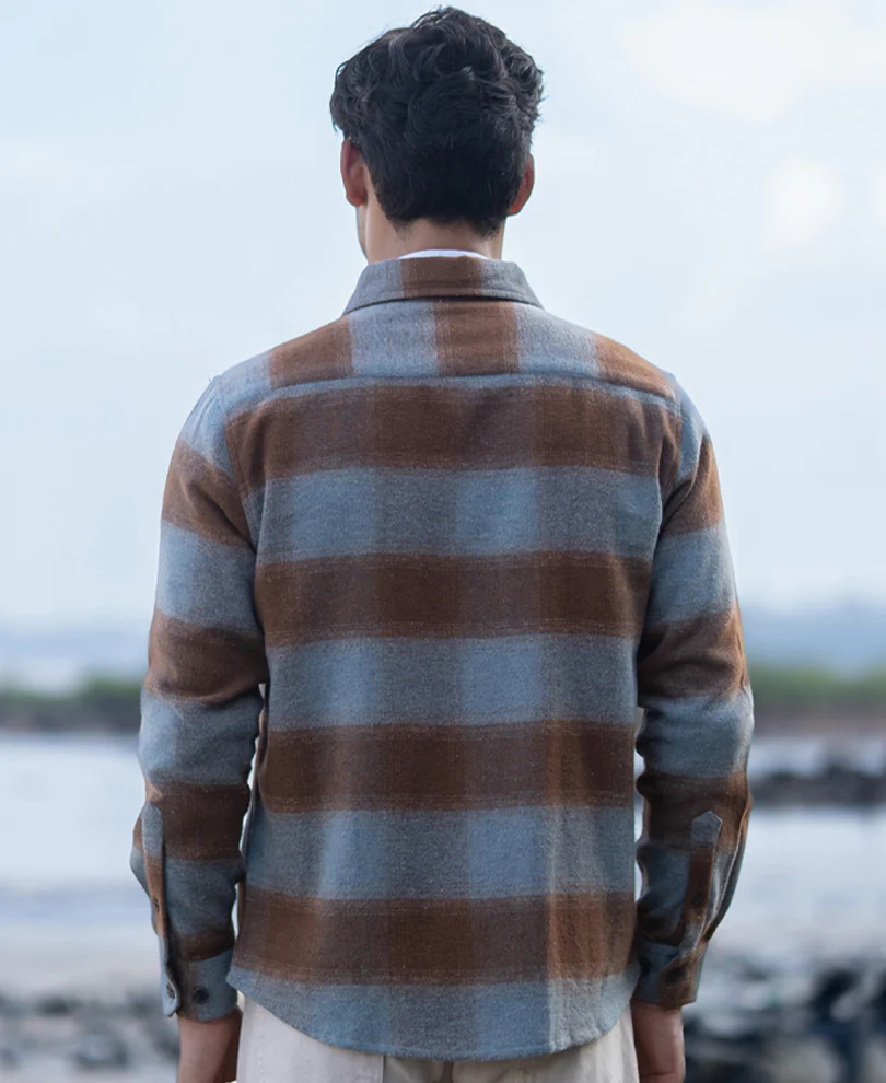 Brown Brushed Checks Shirt - Image 6