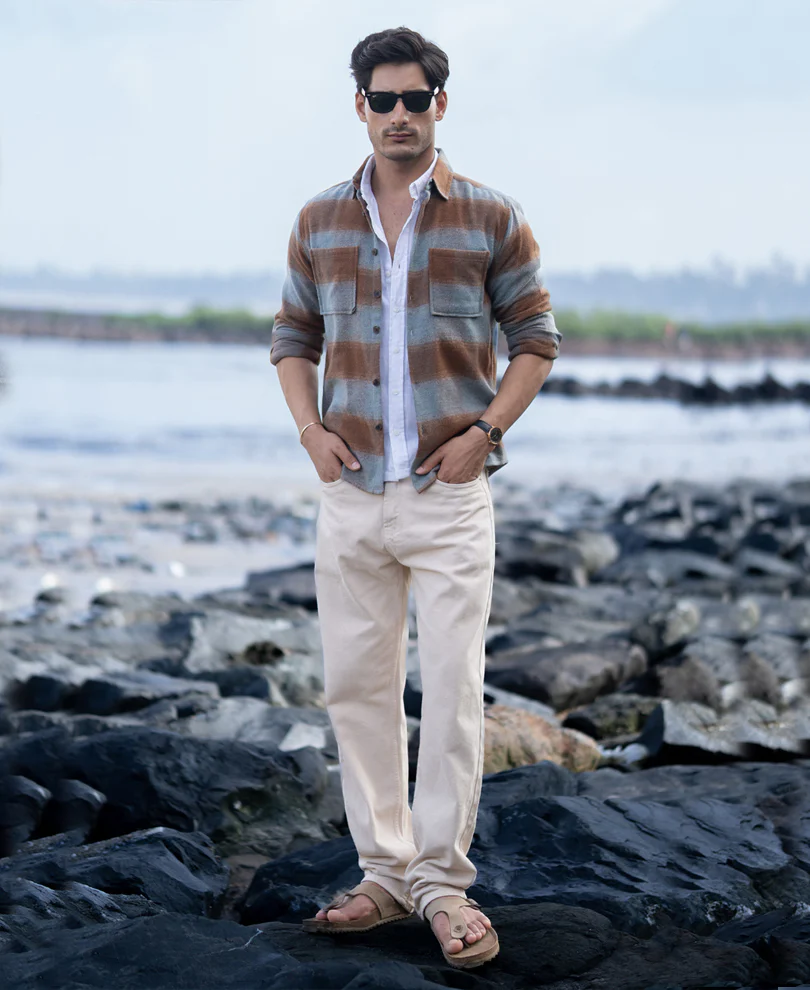 Brown Brushed Checks Shirt - Image 7